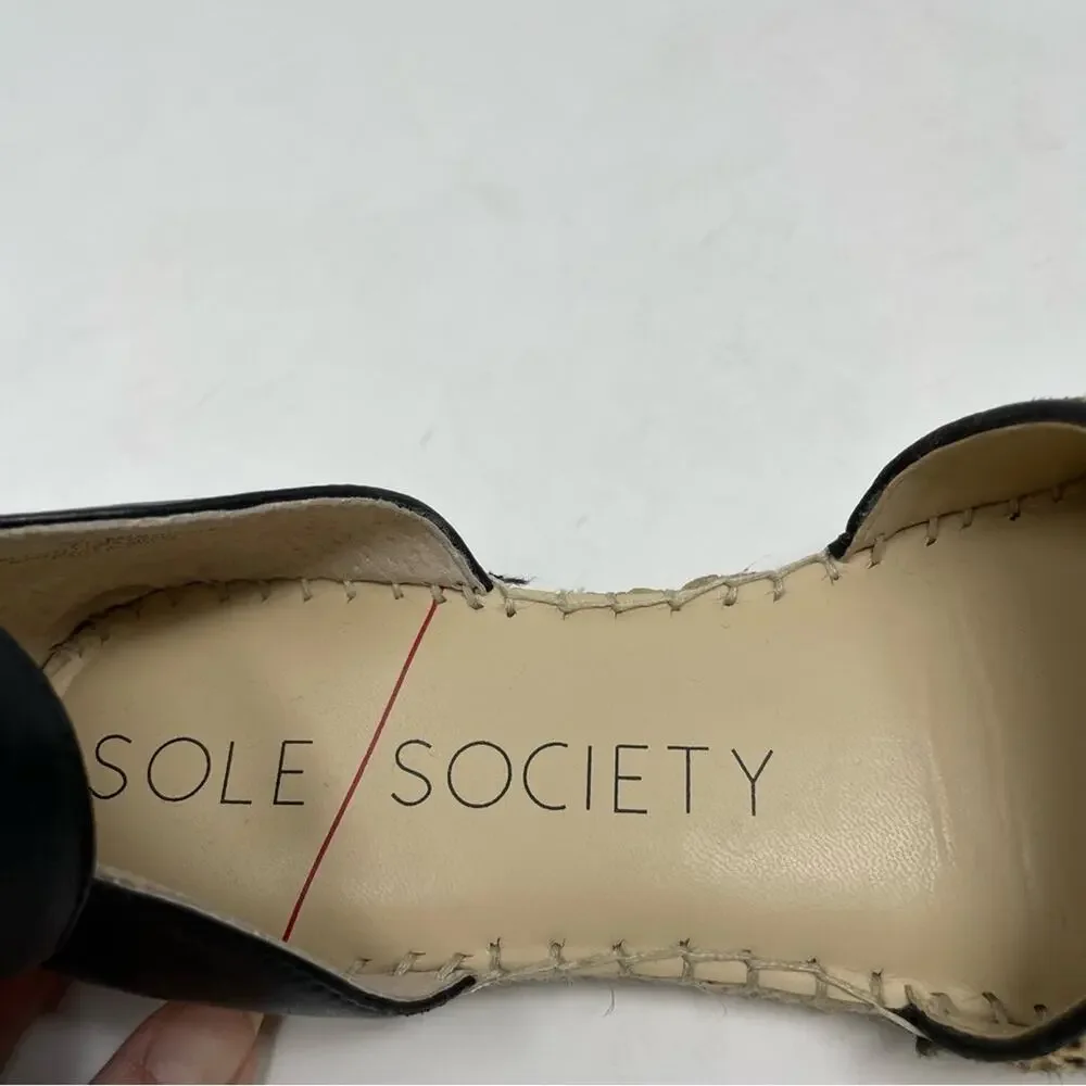 Sole Society Tan Black Cow Fur Leather Upper Channing Espadrilles 7.5